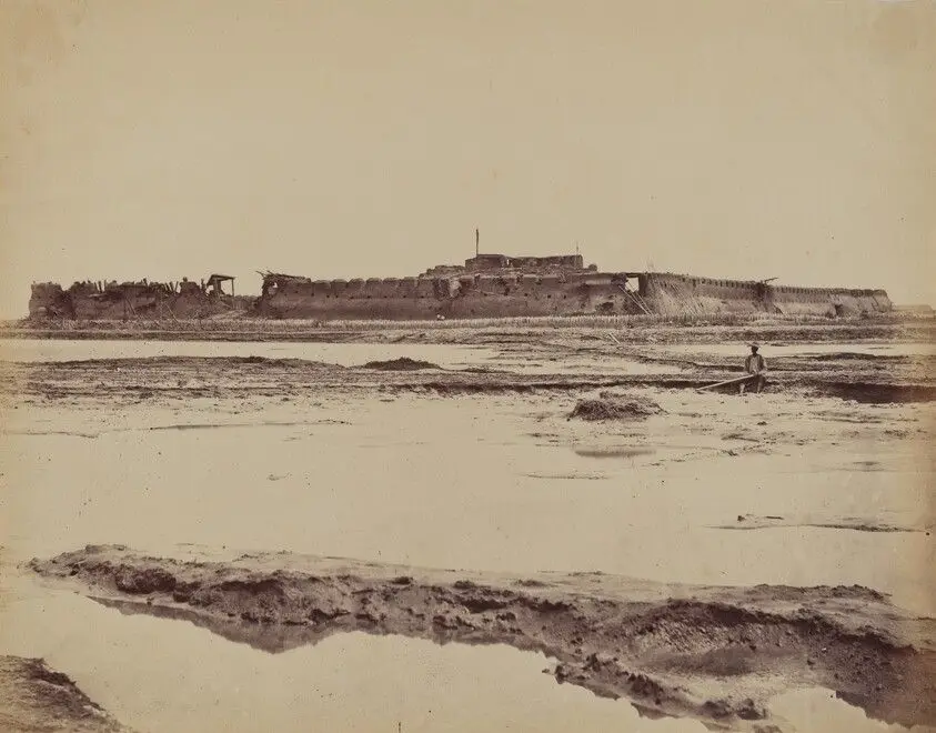 Exterior of North Taku Fort on Peiho River, Showing the English and French Entrance, August 21, 1860 by Beato, Felice