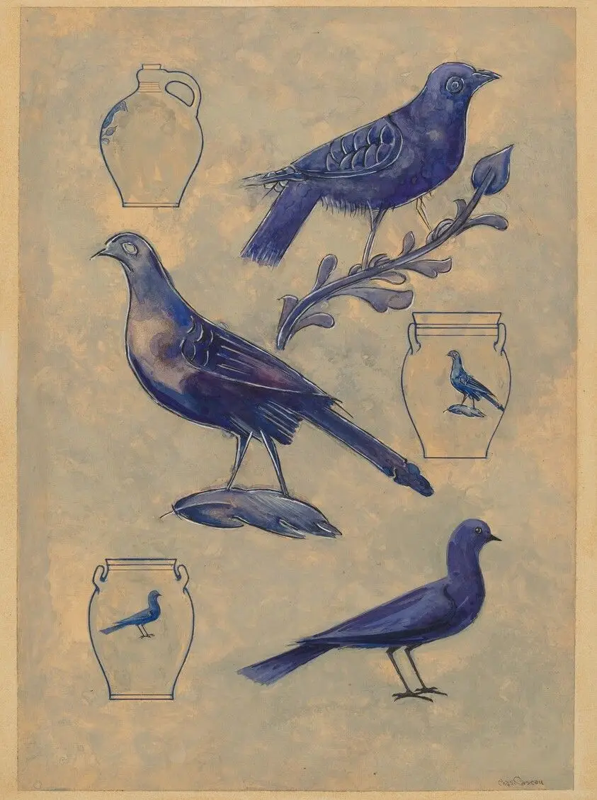 Bird Decorations for Stoneware by Caseau, Charles