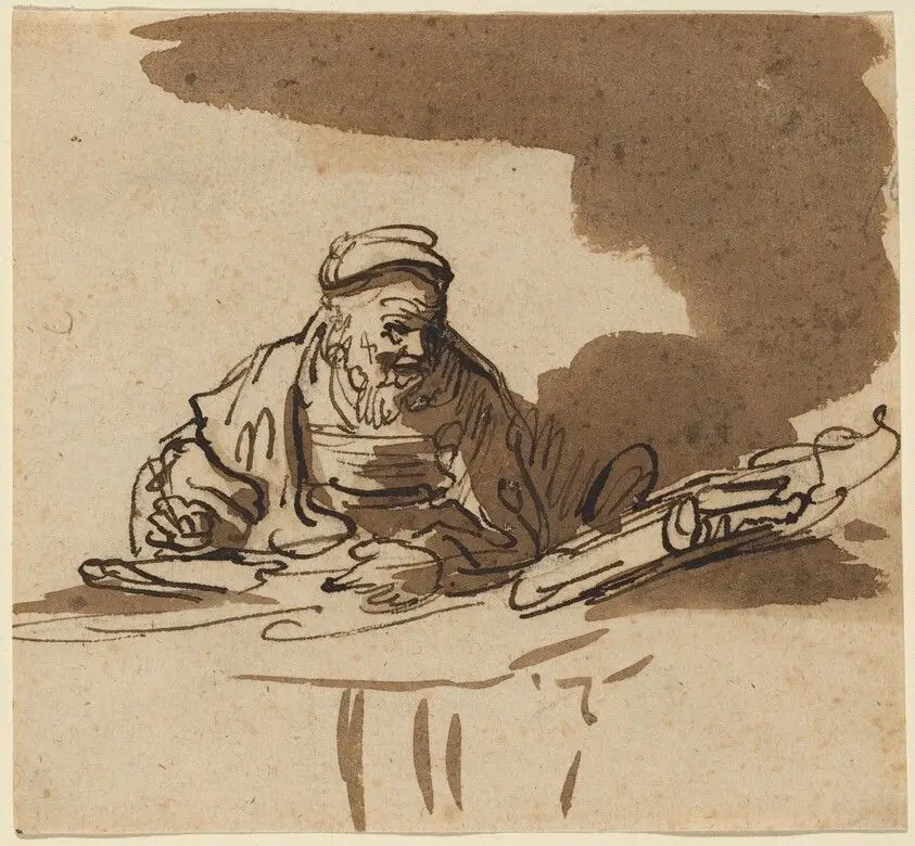 An Old Scholar at His Desk by Anonymous Artist