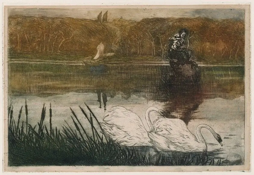 Lake with Swans by Boccioni, Umberto