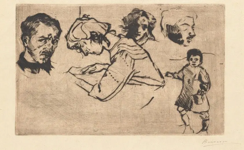 Self-Portrait with Four Other Studies by Boccioni, Umberto