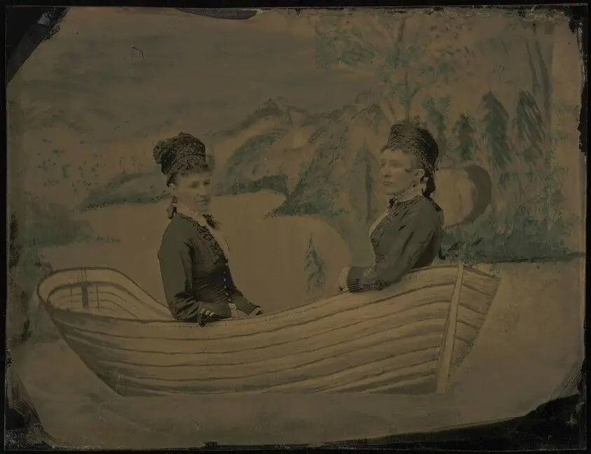 Portrait of Two Women in a Boat by American 19th Century