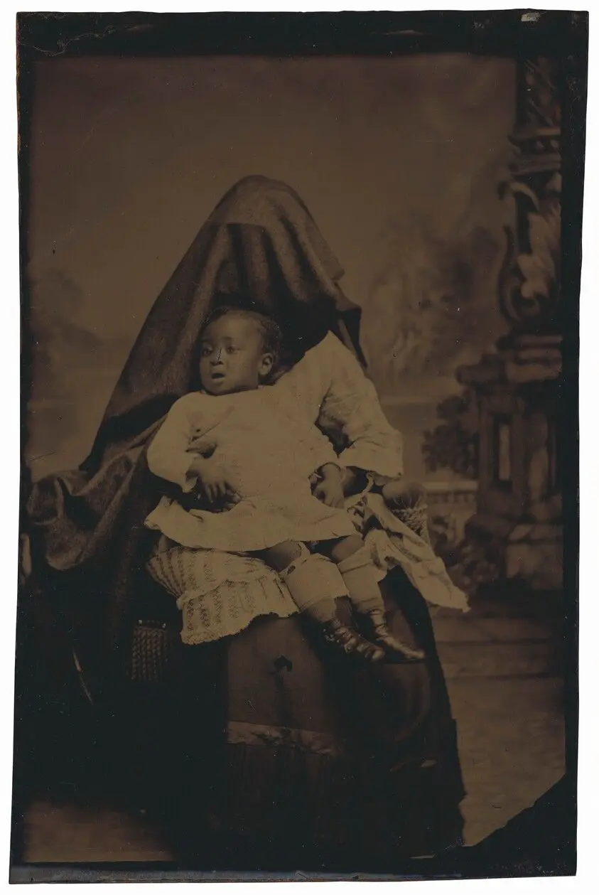 Portrait of a Hidden Woman and Child by American 19th Century
