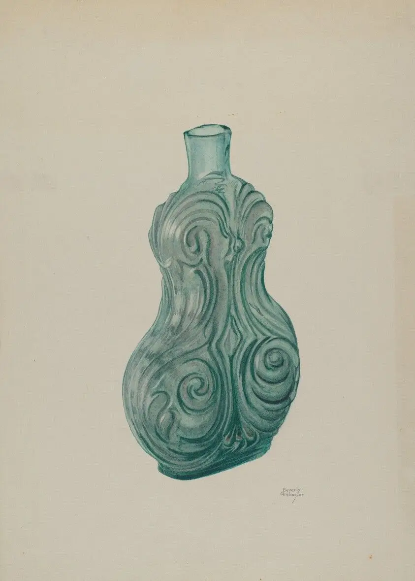 Blue-Green Corset Flask by Chichester, Beverly