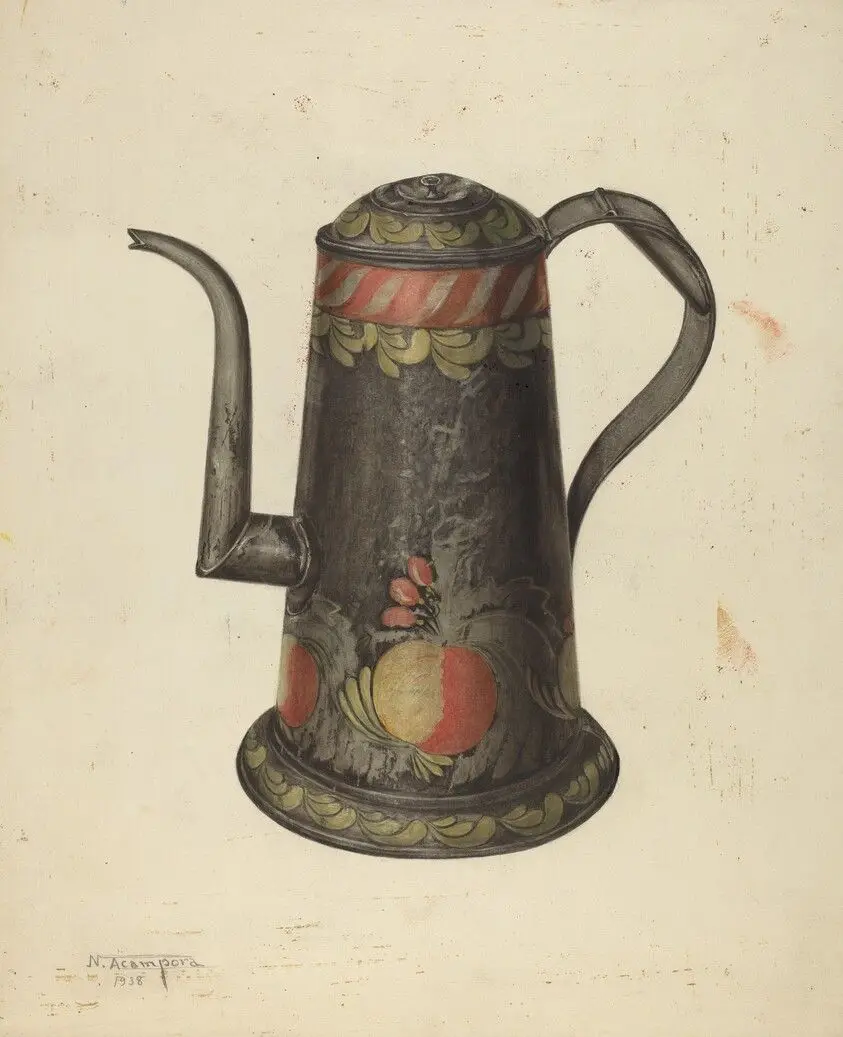 Toleware Coffee Pot by Acampora, Nicholas
