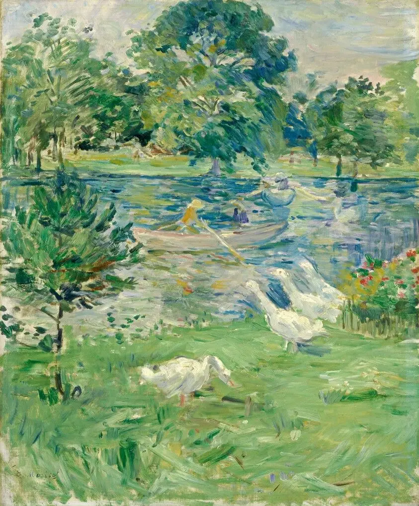 Girl in a Boat with Geese by Morisot, Berthe