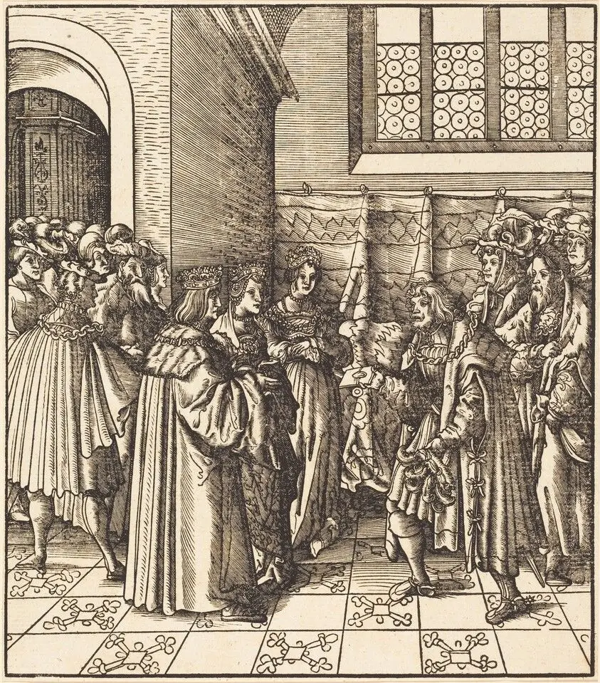A Legation before a King, near Him Two Women Standing by Beck, Leonhard