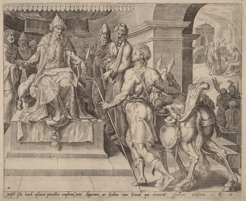 David Bringing Presents from His Father to Saul by Dutch 16th Century