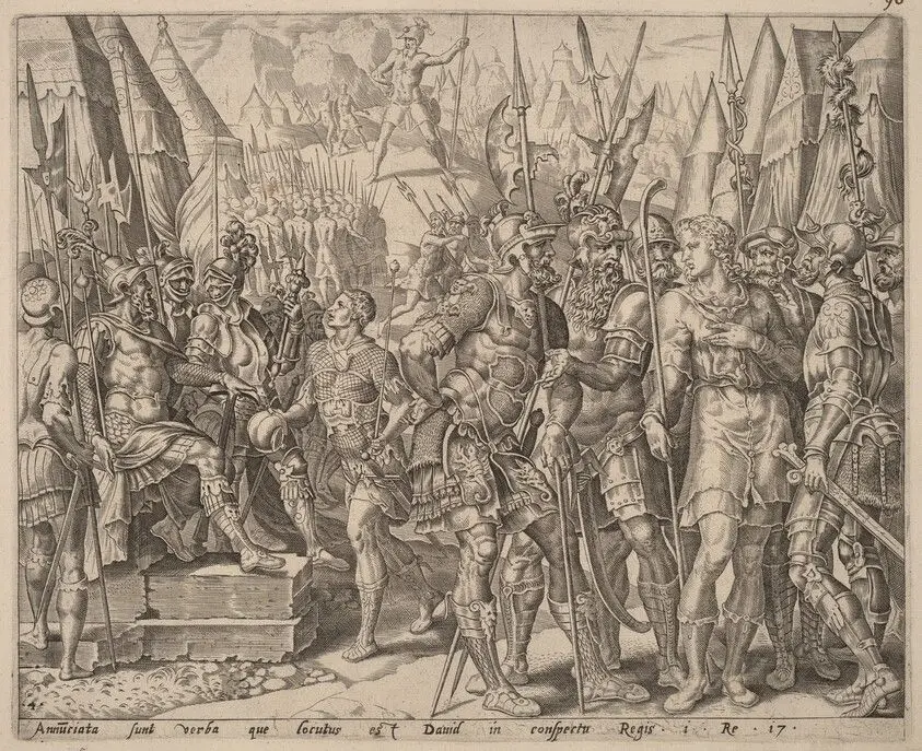 David's Brother Relating to Him Goliath's Challenge by Dutch 16th Century