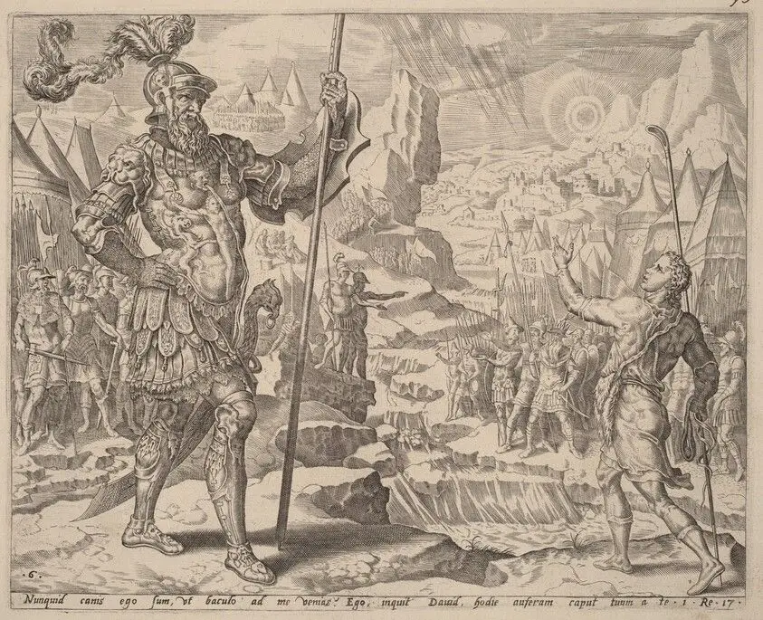 David Meeting Goliath by Dutch 16th Century