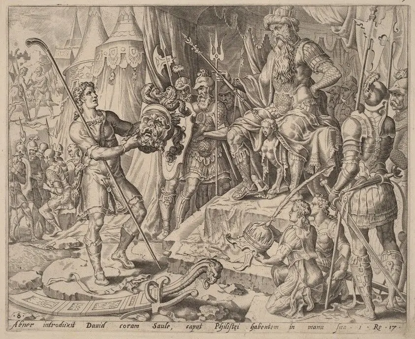 David with Goliath's Head before Saul by Dutch 16th Century