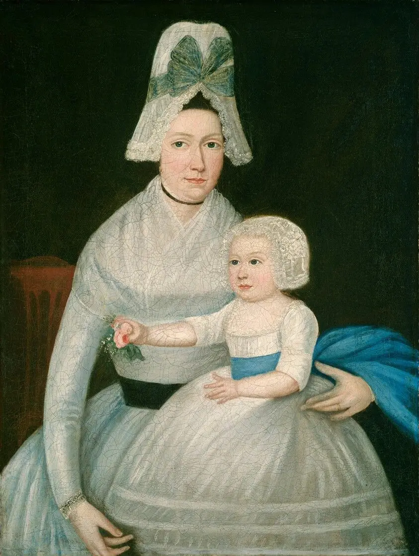 Mother and Child in White by American 18th Century