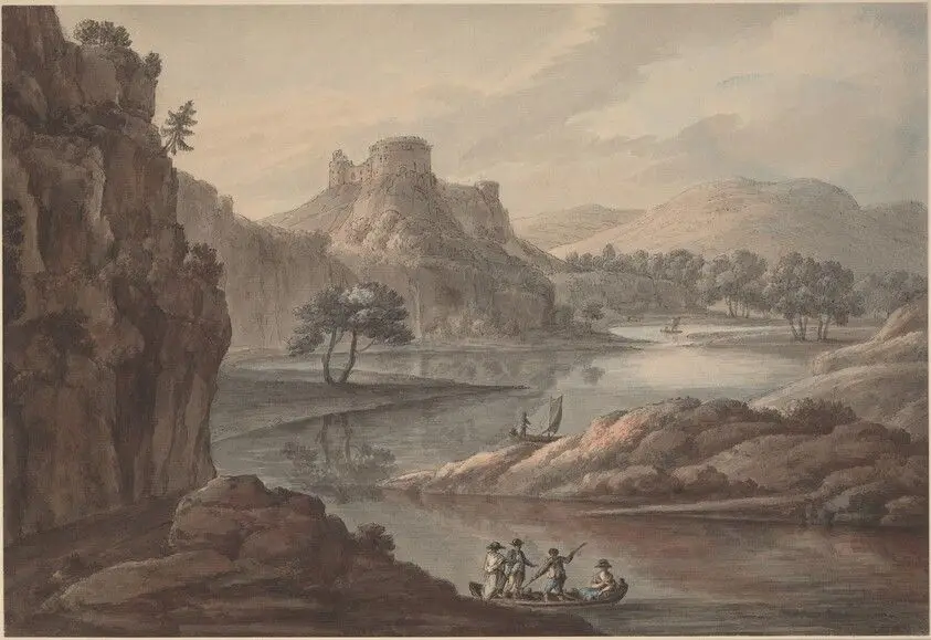 River Landscape with a Castle by Adam, Robert