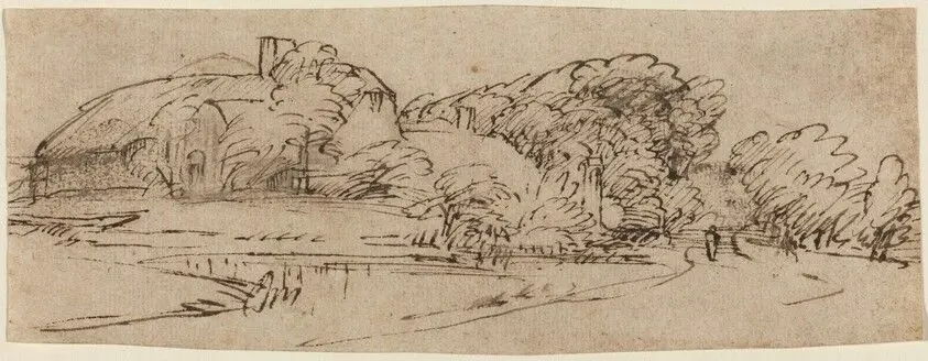 A Landscape with Farm Buildings among Trees by Rembrandt van Rijn