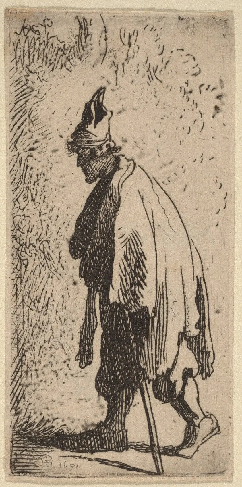 Beggar with a Stick, Walking to the Left by Dutch 17th Century