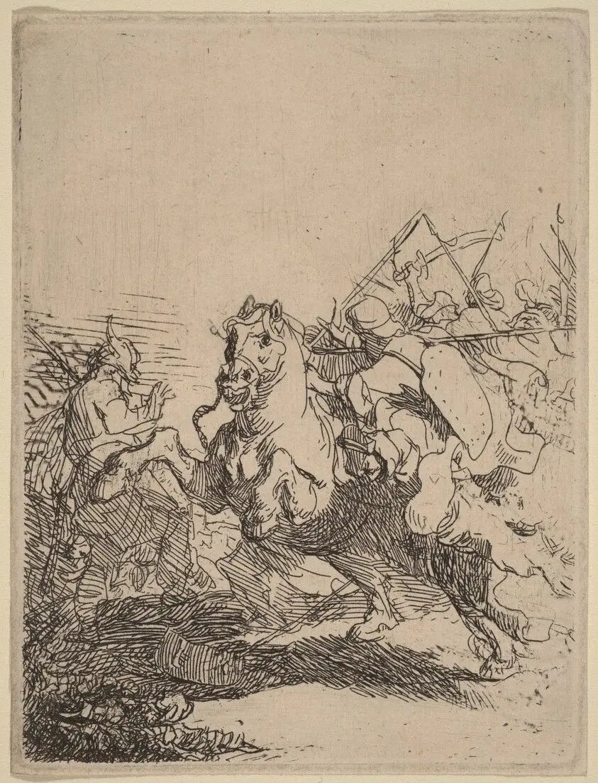 A Cavalry Fight by Rembrandt van Rijn