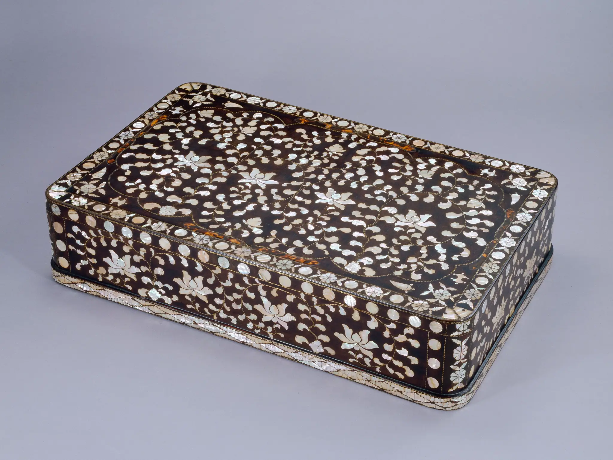 Lacquered Chest with Inlaid Mother-of-pearl Peony Design by Unknown artist