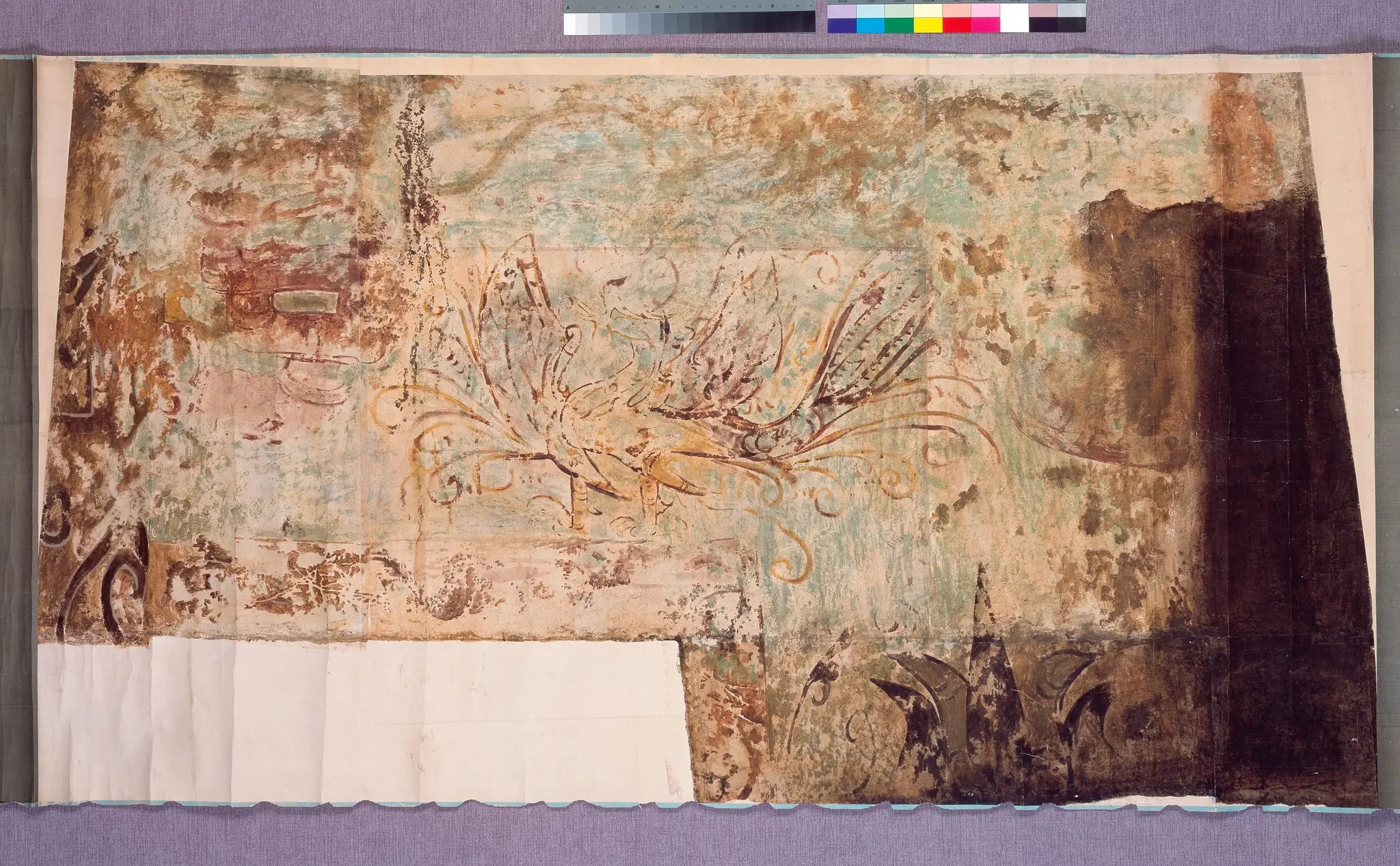 Painting of Red Phoenix and Lotus Flower by Unknown artist