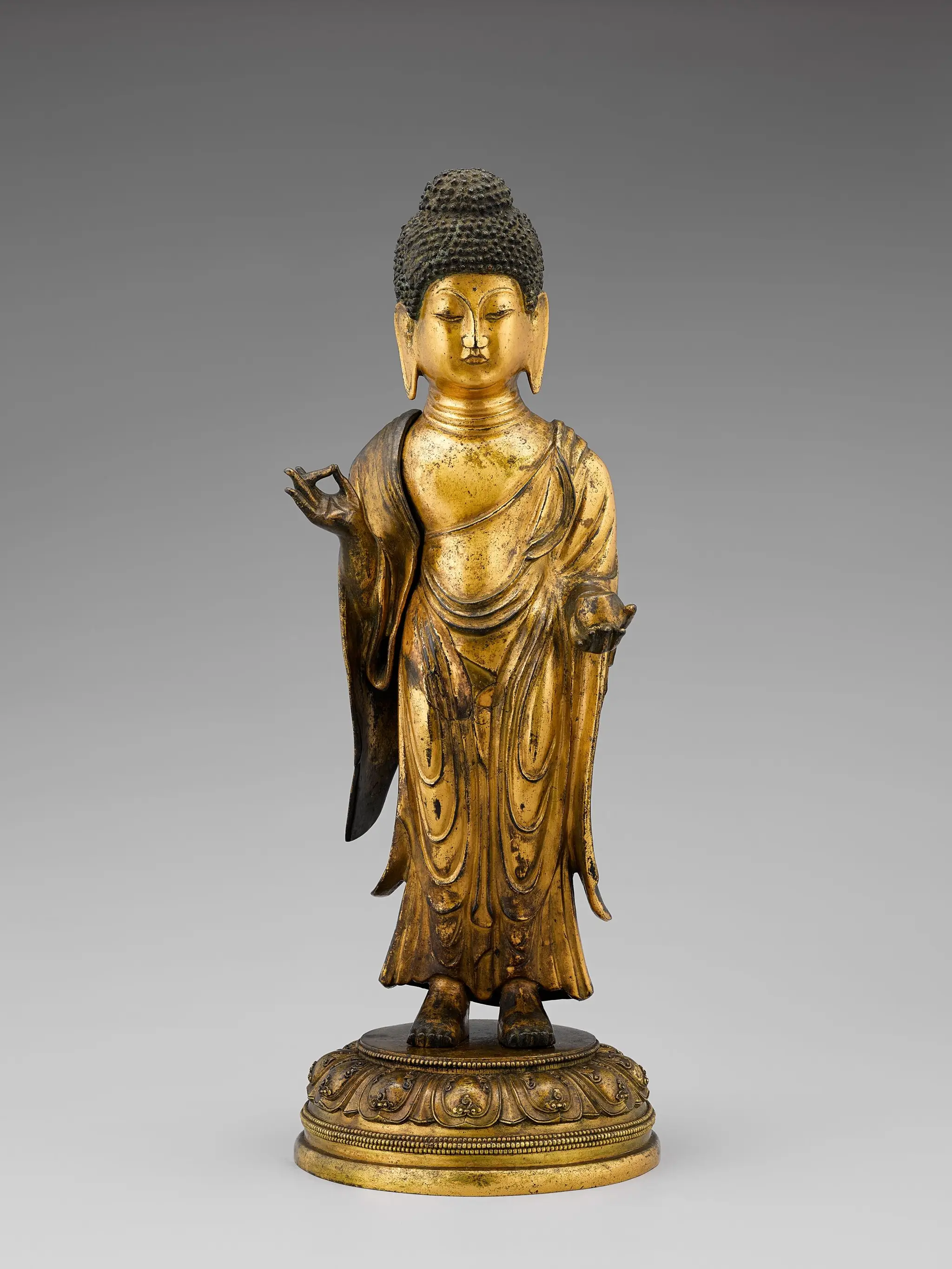 Gilt-bronze Standing Bhaisajyaguru Buddha by Unknown artist