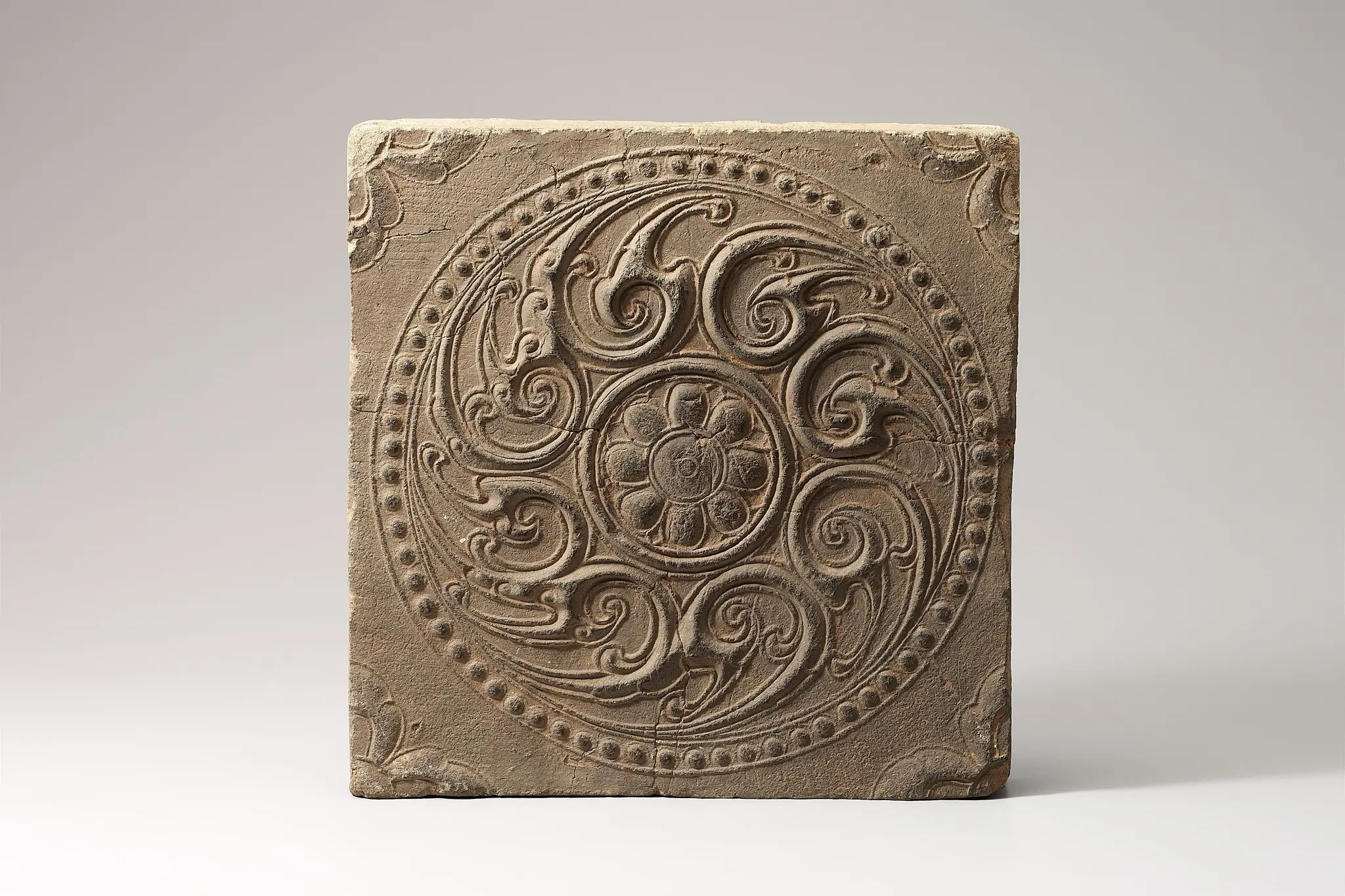 Earthenware Patterned Tiles from Oe-ri, Buyeo (Tile with Cloud Design) by Unknown artist