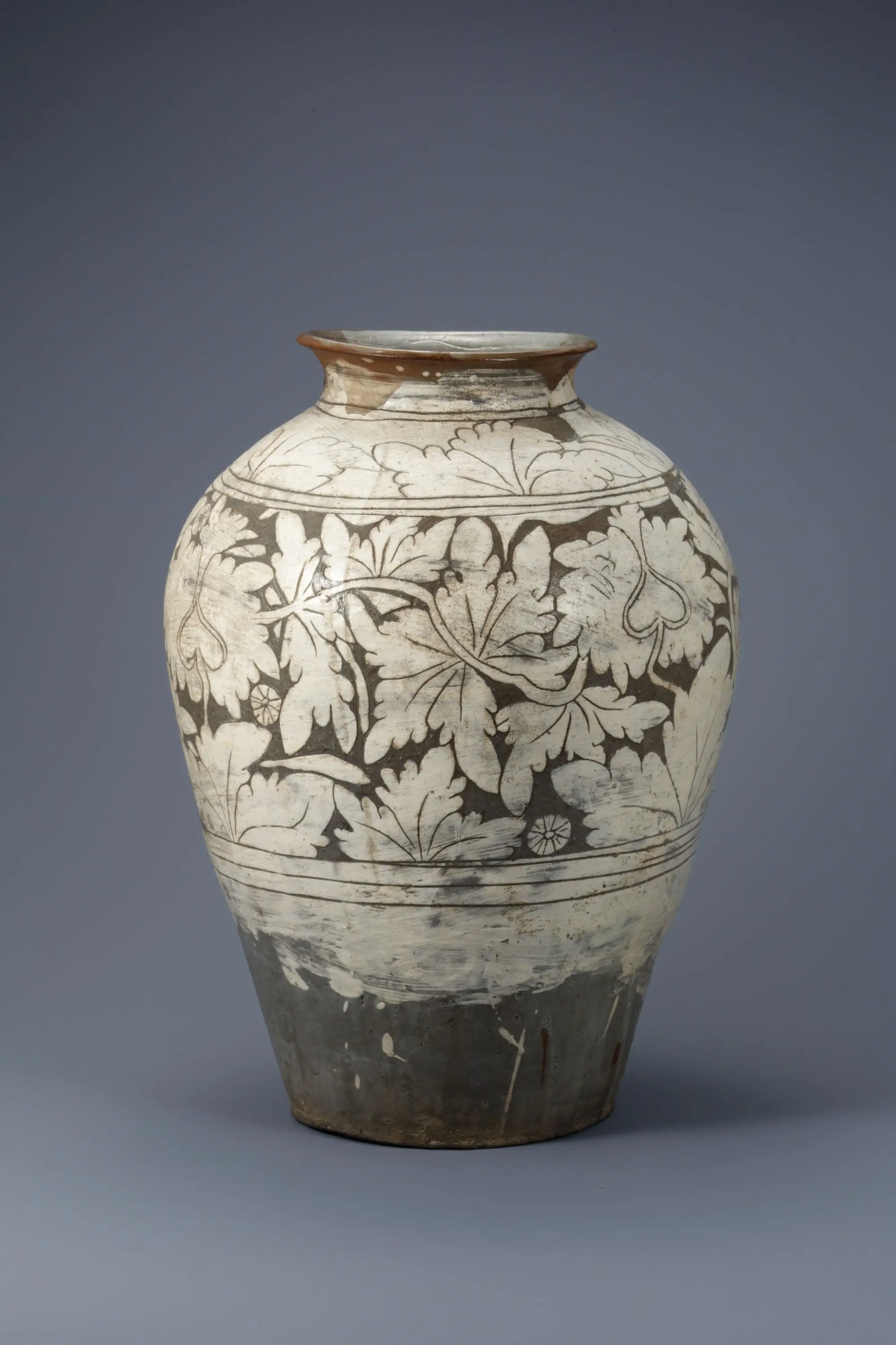 Buncheong Jar with Sgraffito Peony and Scroll Design by Unknown artist