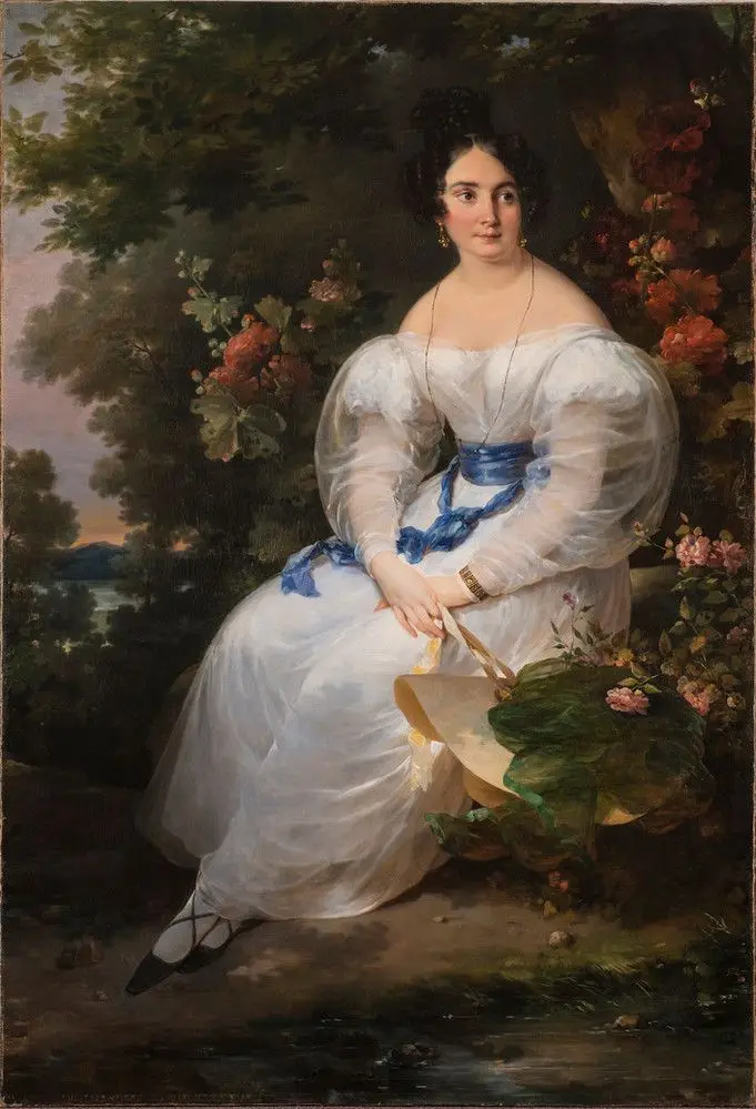 Young Woman Seated in the Shade of a Tree by Antoine Cécile Hortense Haudebourt-Lescot