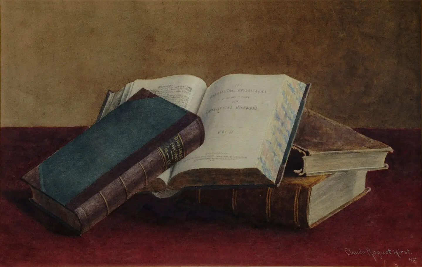 Still Life with Books by Claude Raguet Hirst