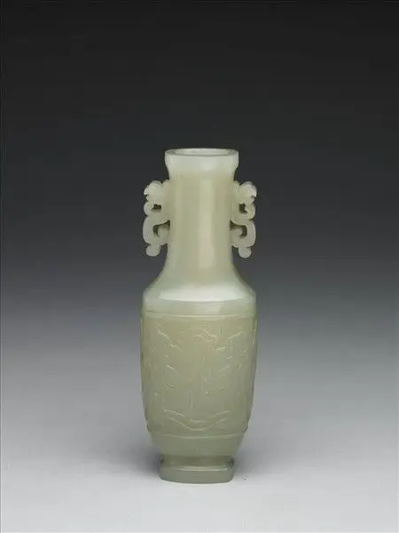 Jade vase with animal-shaped handles by Unknown artist