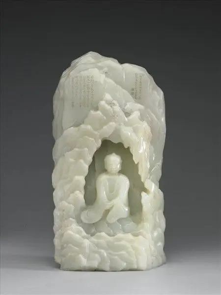 Jade Buddha miniature mountain by Unknown artist