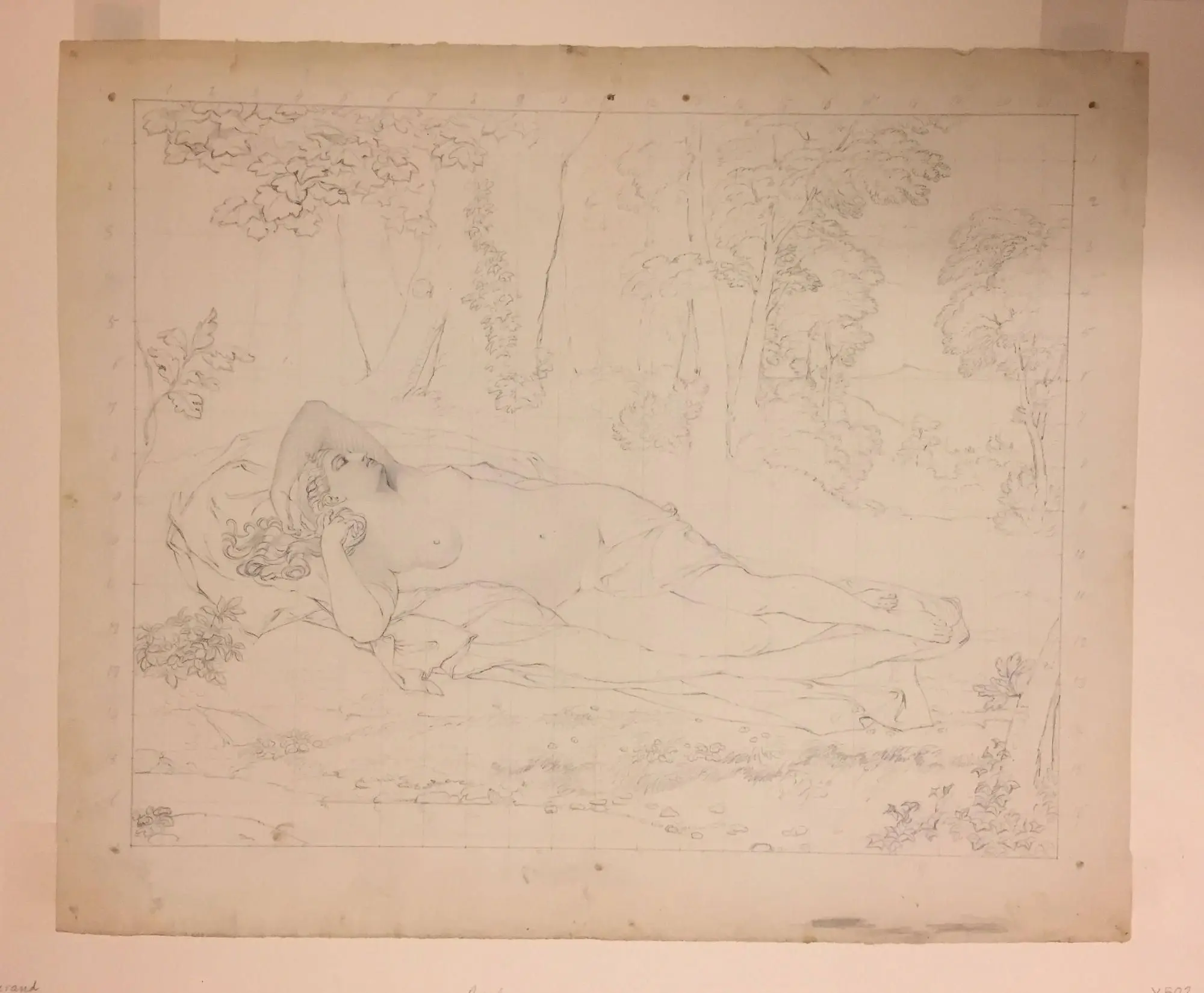 Ariadne (after Vanderlyn): Preparatory Drawing for the Engraving by Asher B. Durand