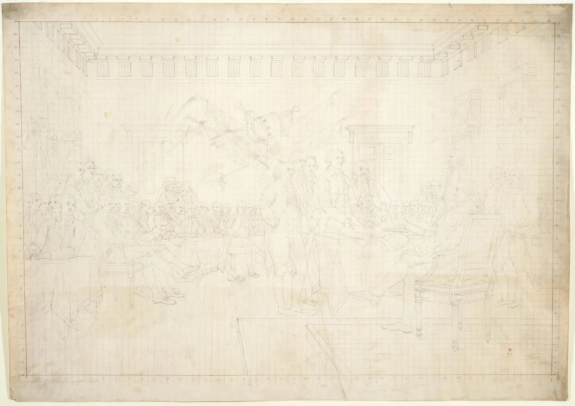 The Declaration of Independence after John Trumbull: Preparatory Drawing for the Engraving by Asher B. Durand