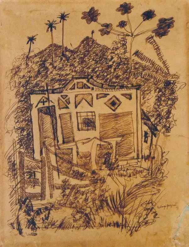 Sem título (Paisagem com casas e árvores) by Alberto da Veiga Guignard