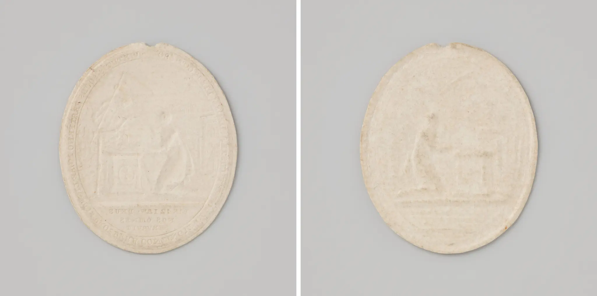 Vijftigjarig bestaan van de loge La Vertu te Leiden 1807 memorerende de buskruitramp, afdruk in karton by anonymous