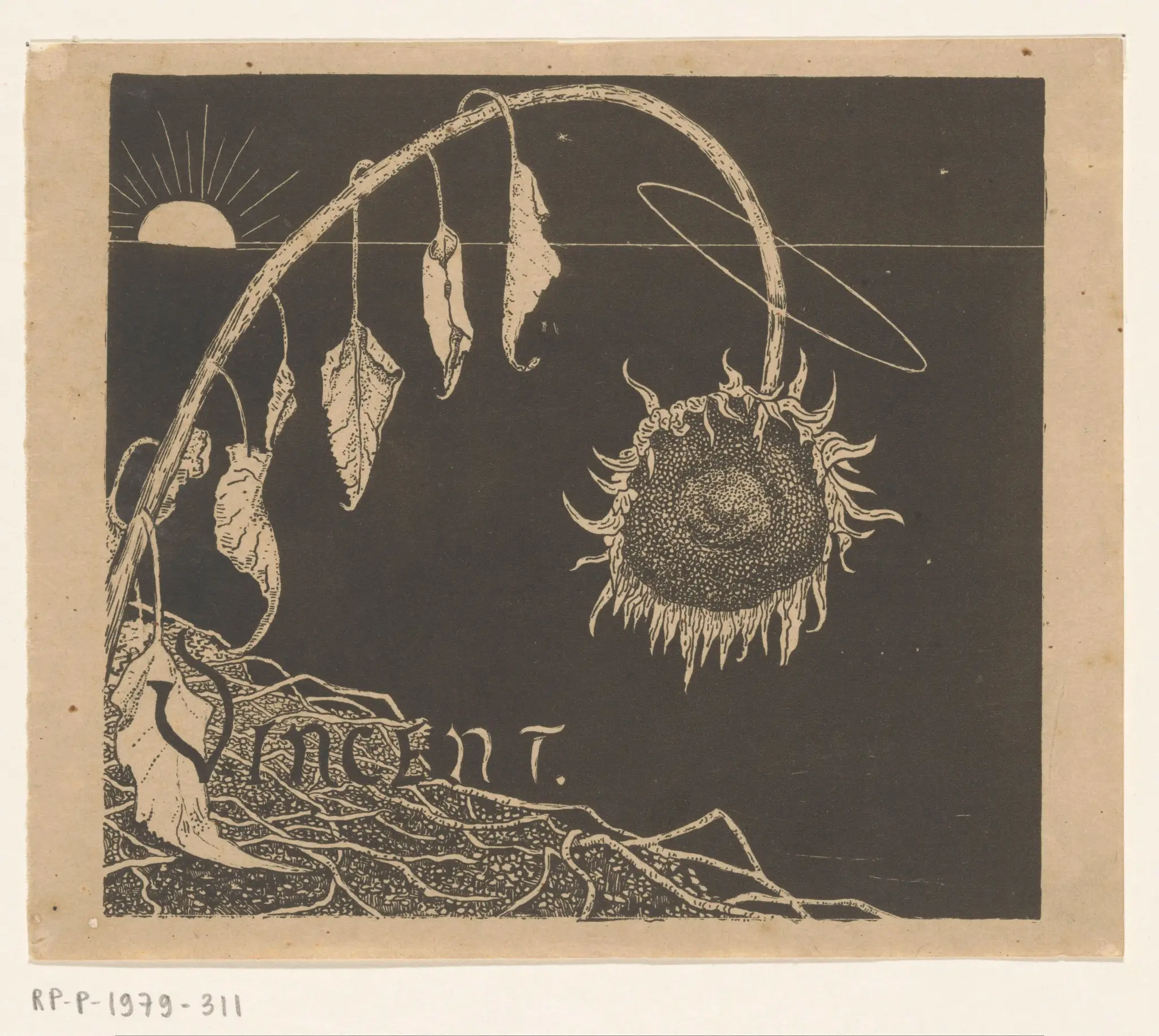 Omslagontwerp voor: Richard Roland Holst, Tentoonstelling der nagelaten werken van Vincent Van Gogh, 1892 by Richard Nicolaüs Roland Holst