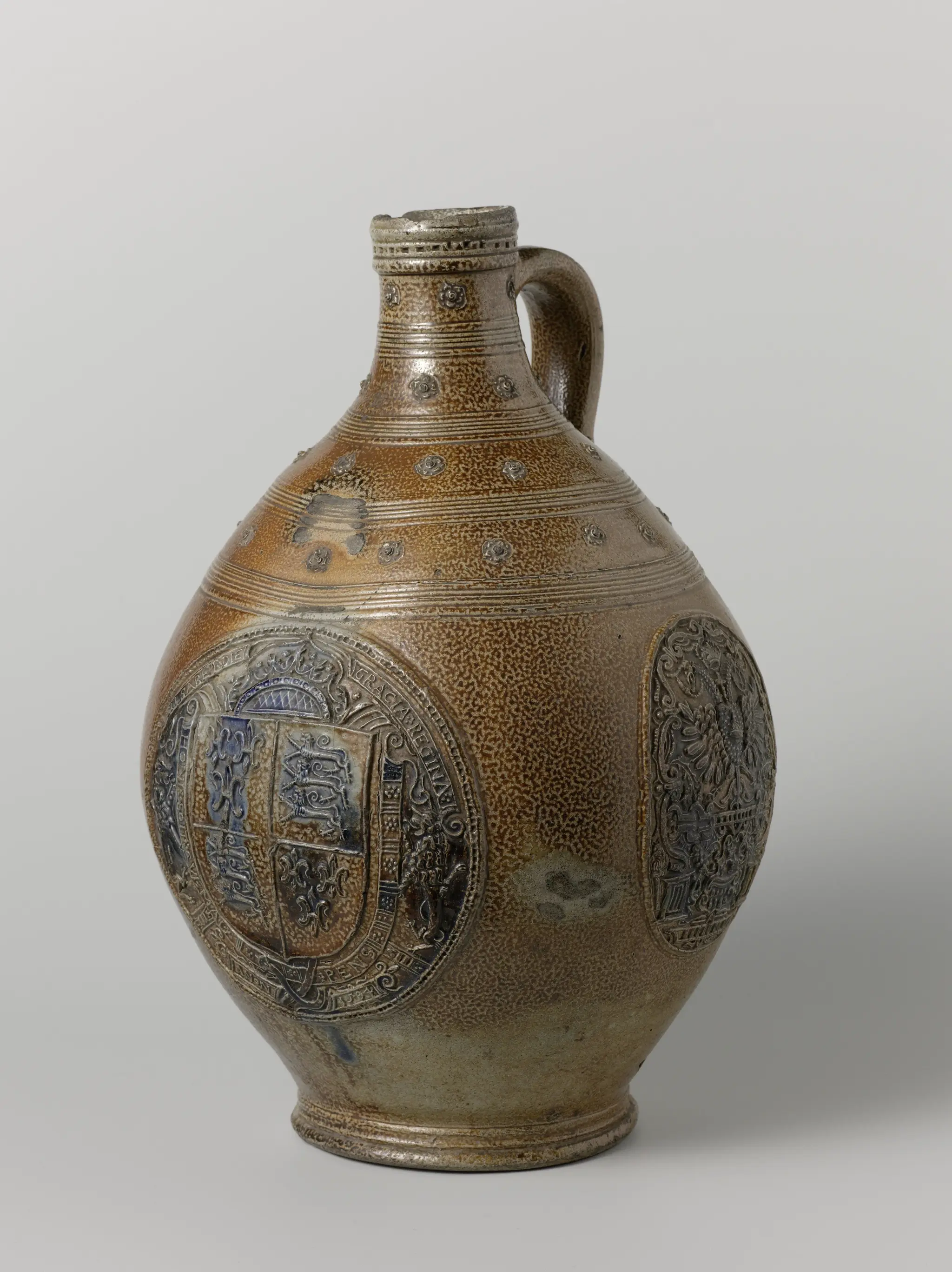 Bartmann (bearded-man) jug with the arms of England by anonymous