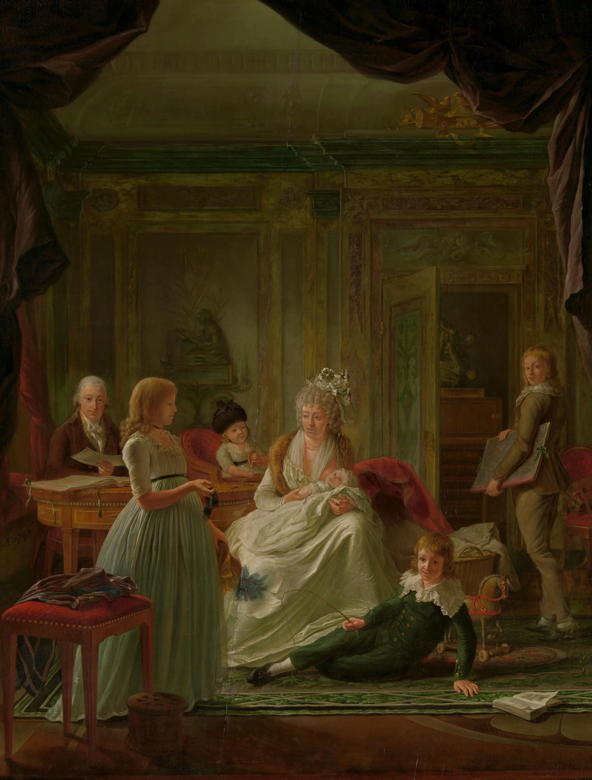 Portrait of Aernout van Beeftingh, his Wife Jacoba Maria Boon and their Children by Nicolaes Muys