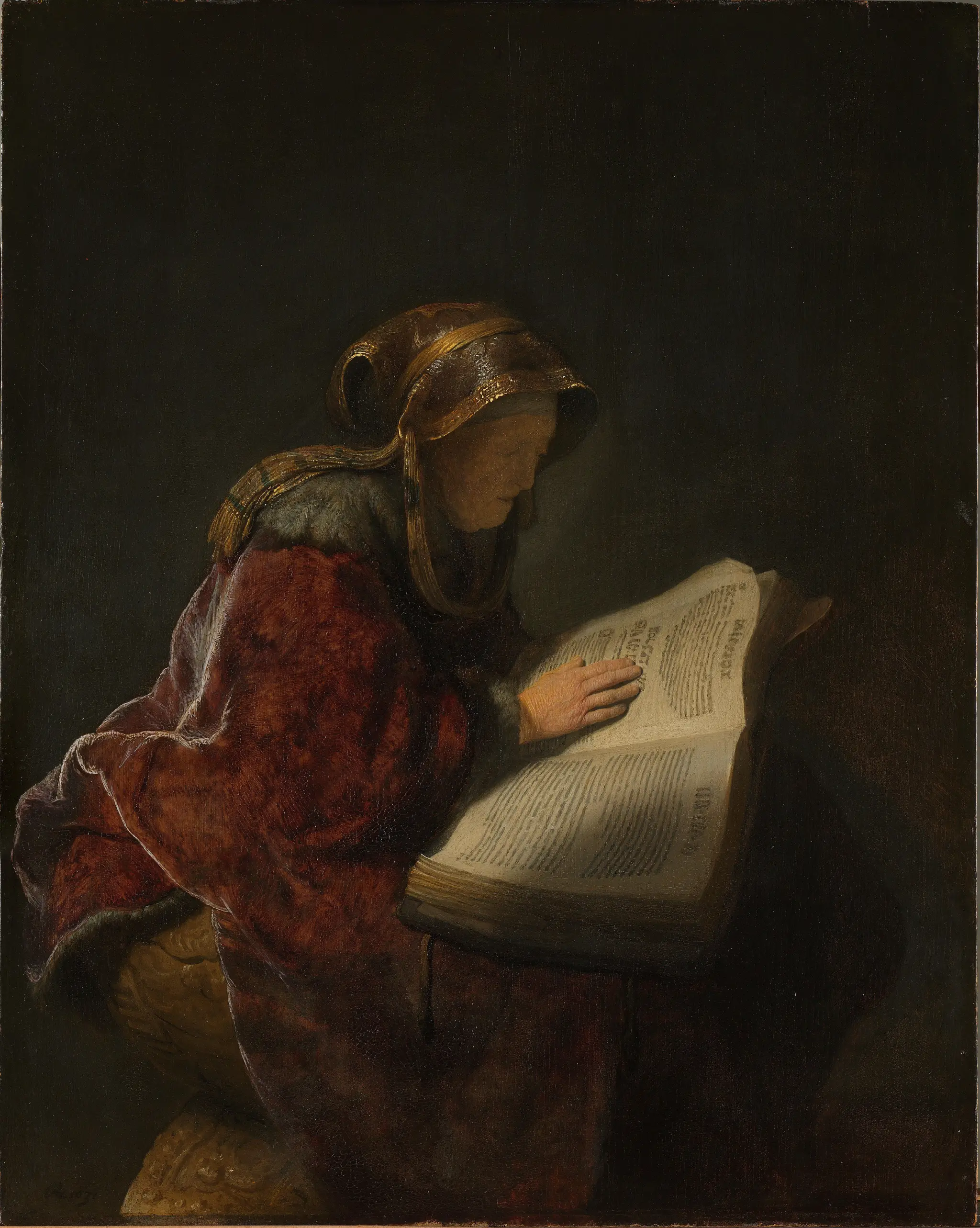 Old Woman Reading, Probably the Prophetess Anna by Unknown artist