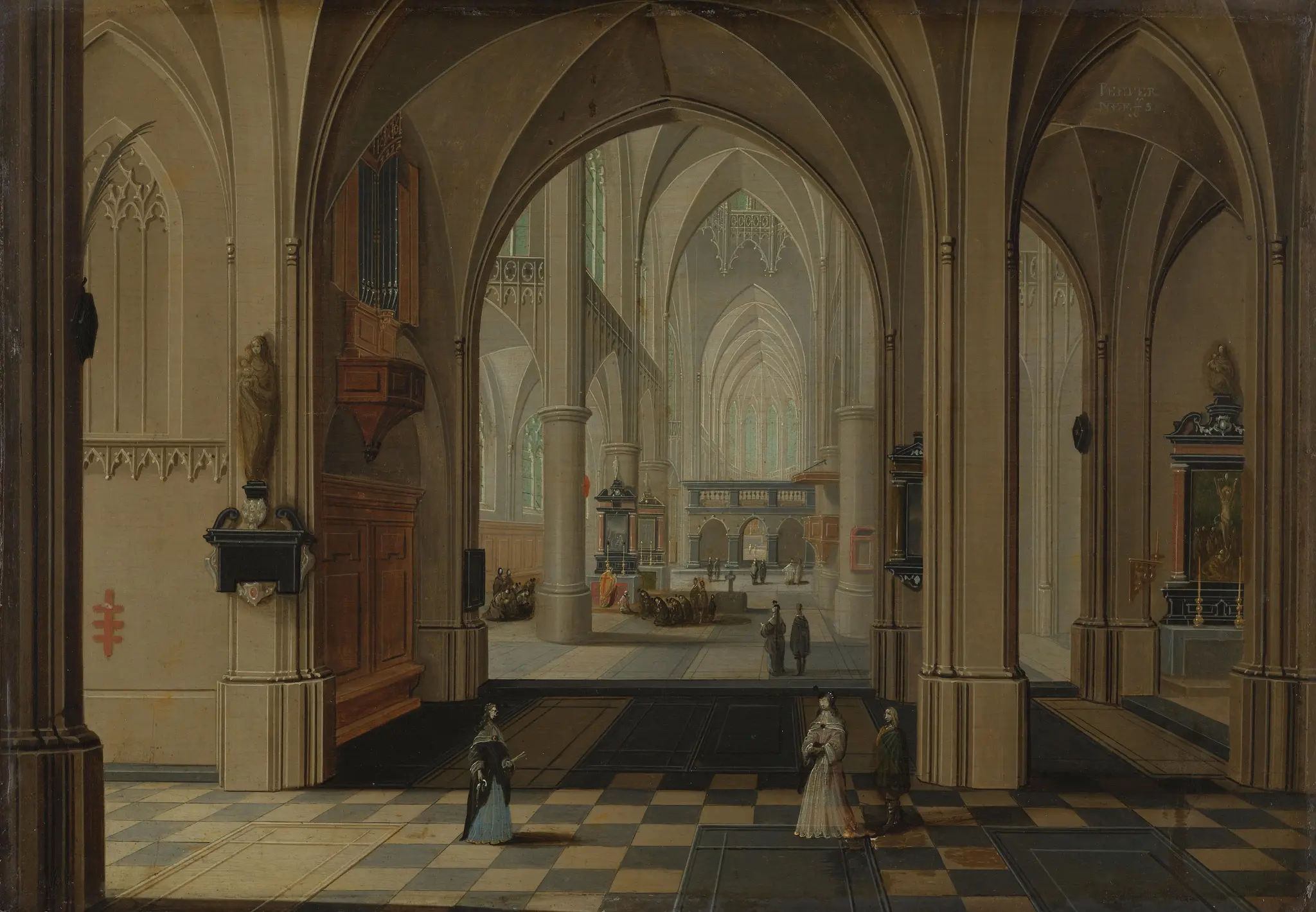Interior of an Imaginary Gothic Church, Looking East by Peeter Neeffs (I)