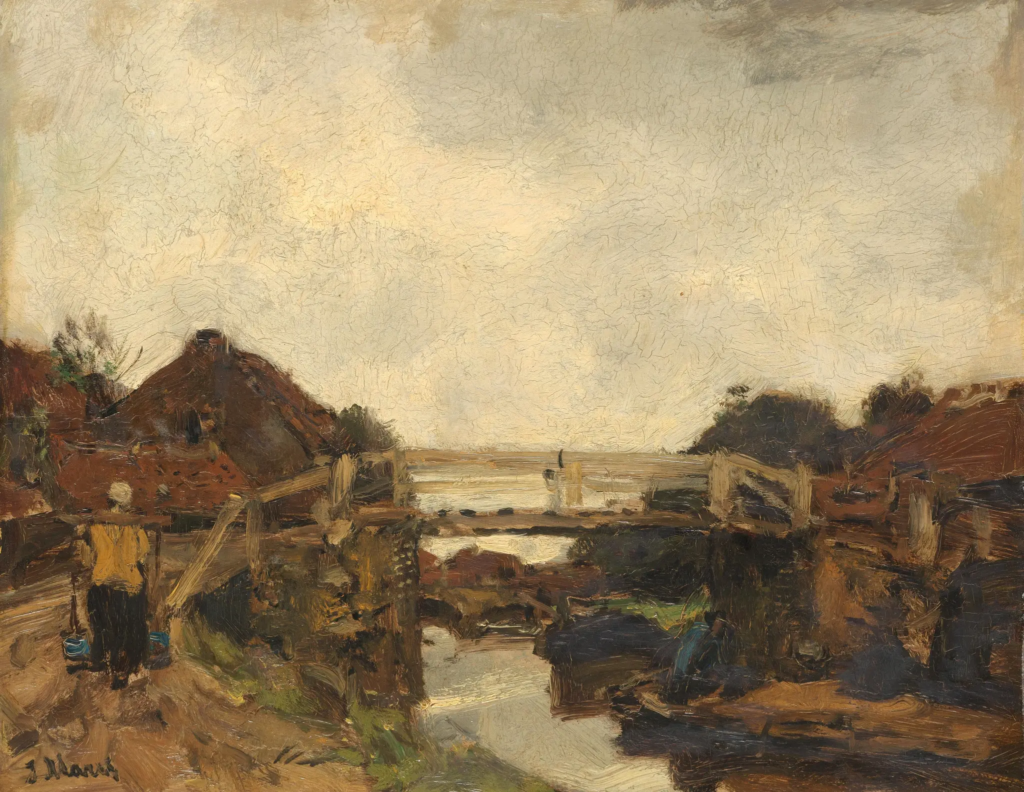 Wooden Bridge across a Canal at Rijswijk by Jacob Maris