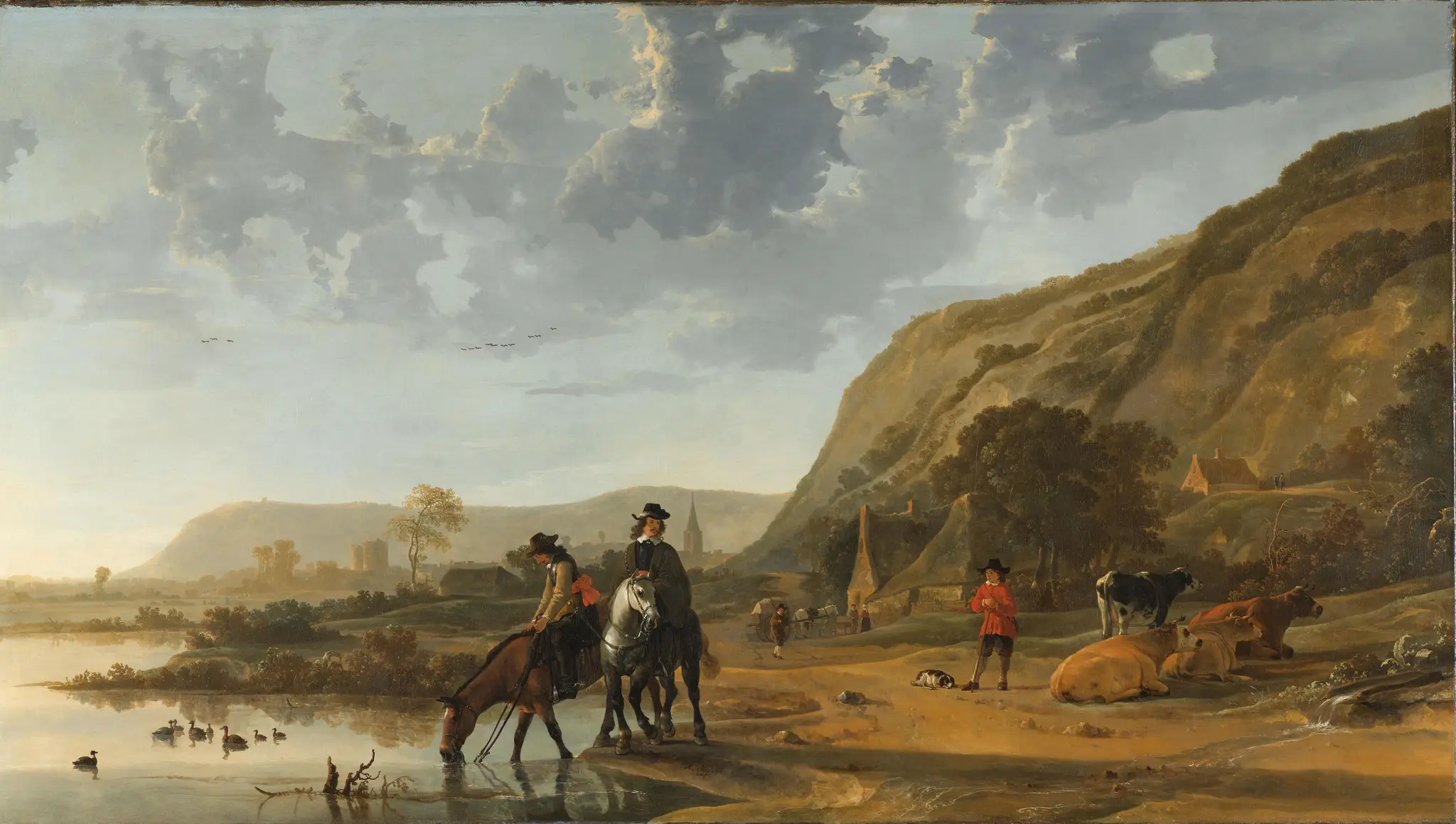 River Landscape with Riders by Unknown artist