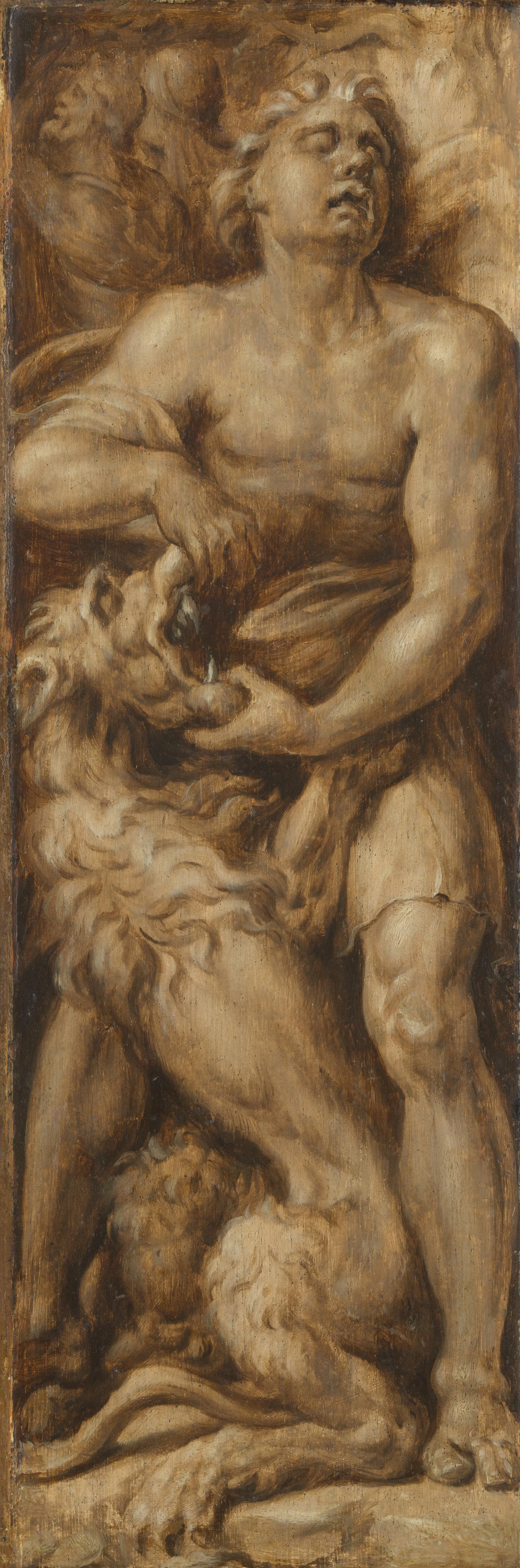 Triumph over Evil: Samson Rending the Lion | Pluto and Cerberus by Maarten van Heemskerck
