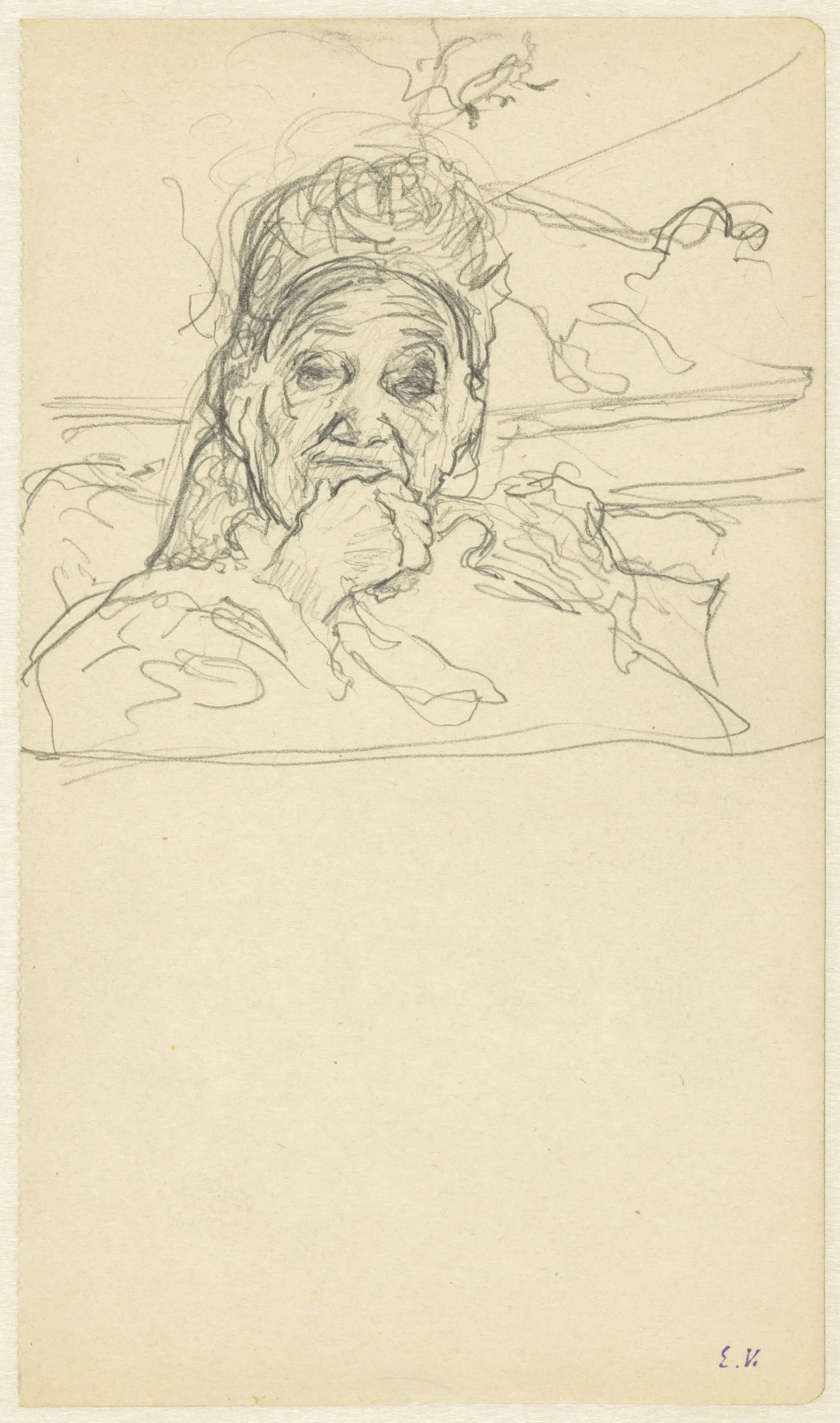 De grootmoeder, portret tot op de schouders by Édouard Vuillard