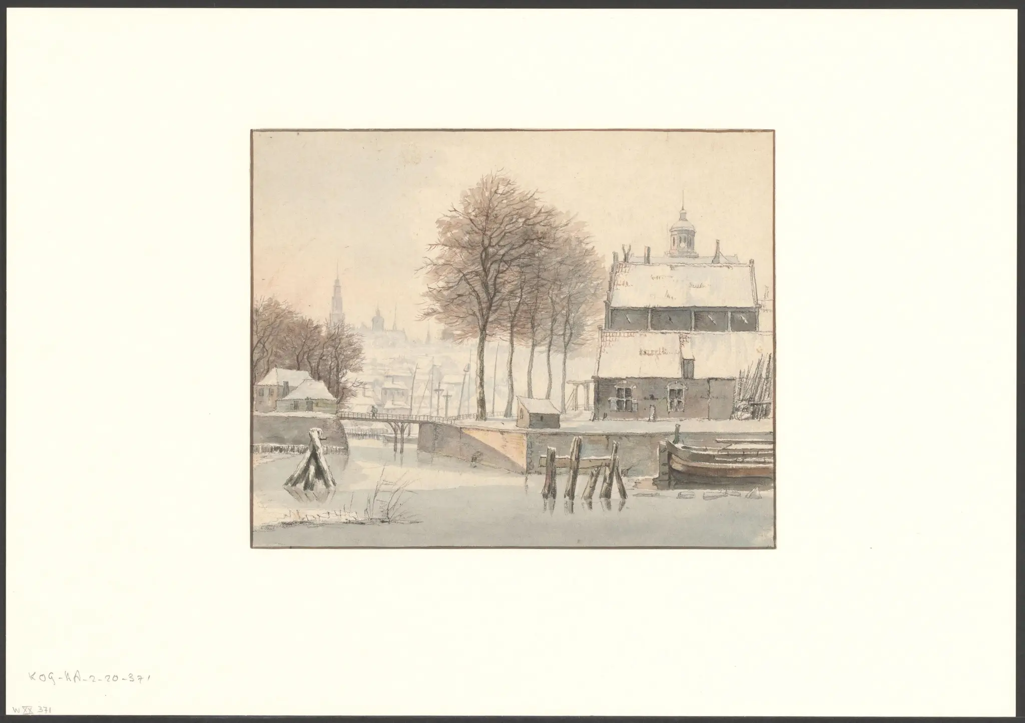 Gezicht op de Oostenburg tijdens winter by Unknown artist