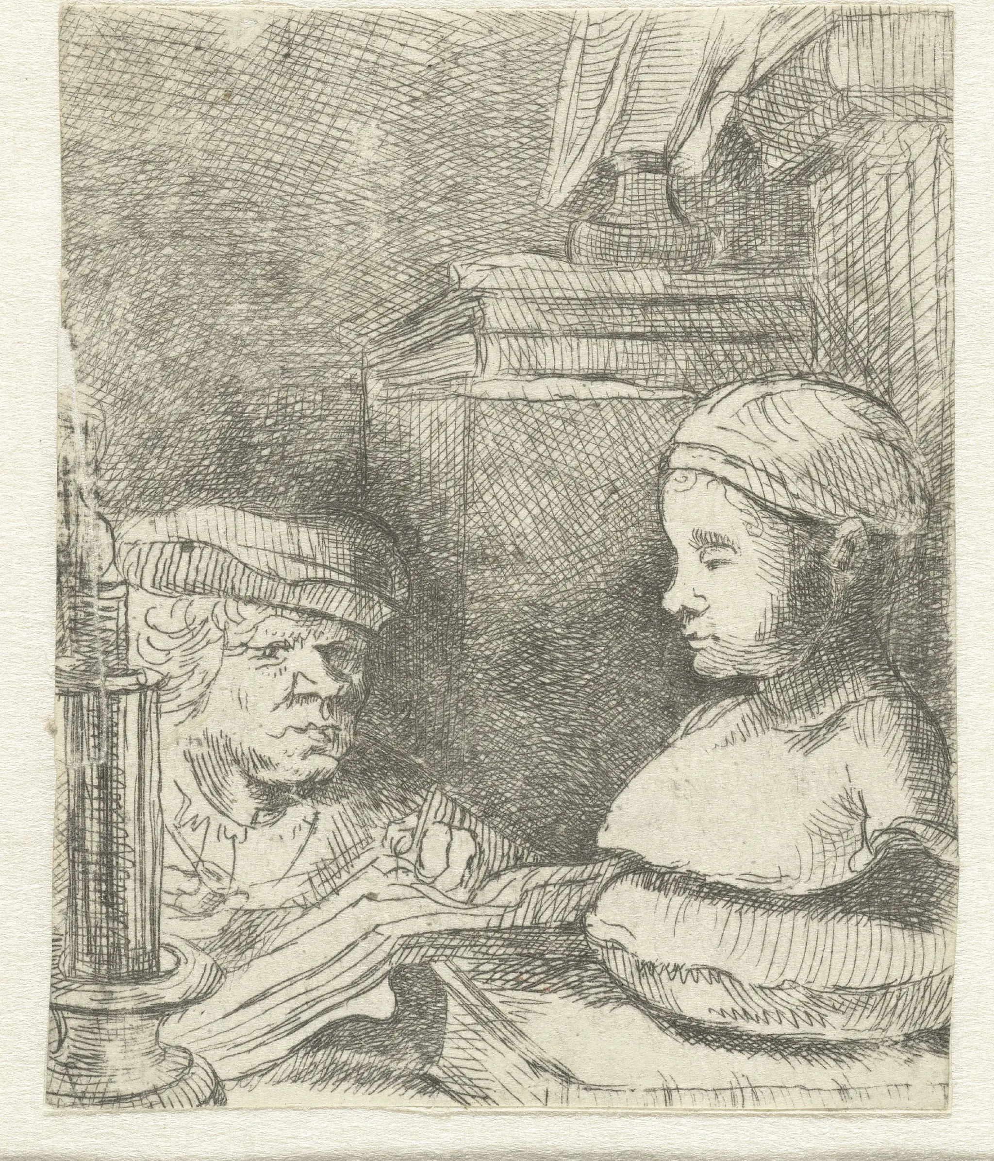 Man drawing from a cast by anonymous