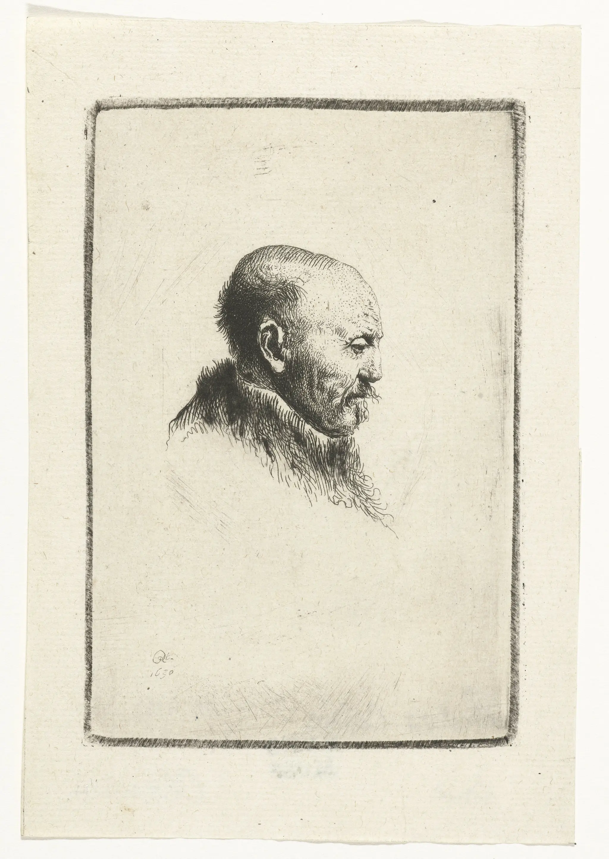 Bald headed man in profile right: the artist's father (?) by Ignace-Joseph de Claussin