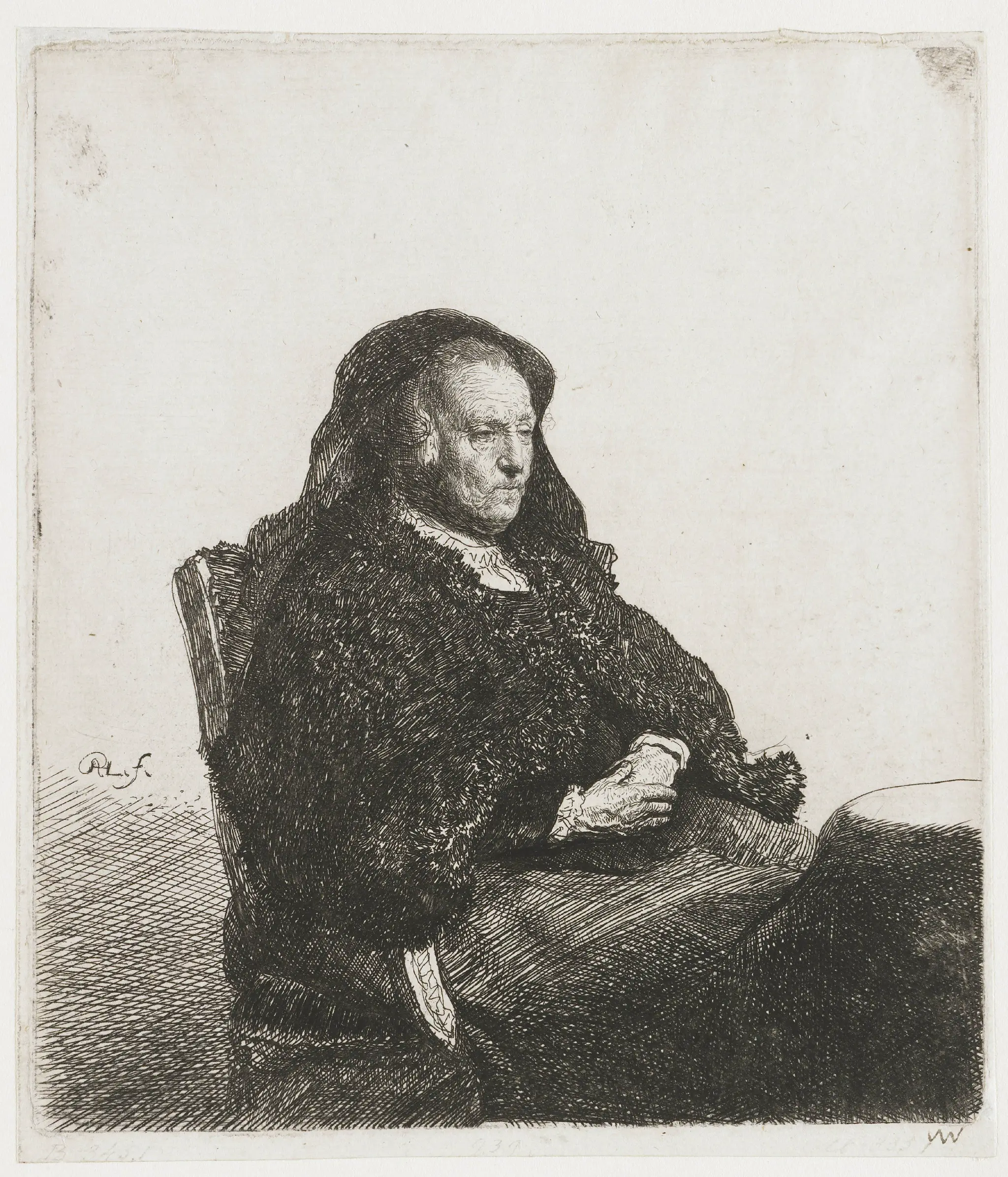 Rembrandt’s Mother Seated at a Table by Unknown artist
