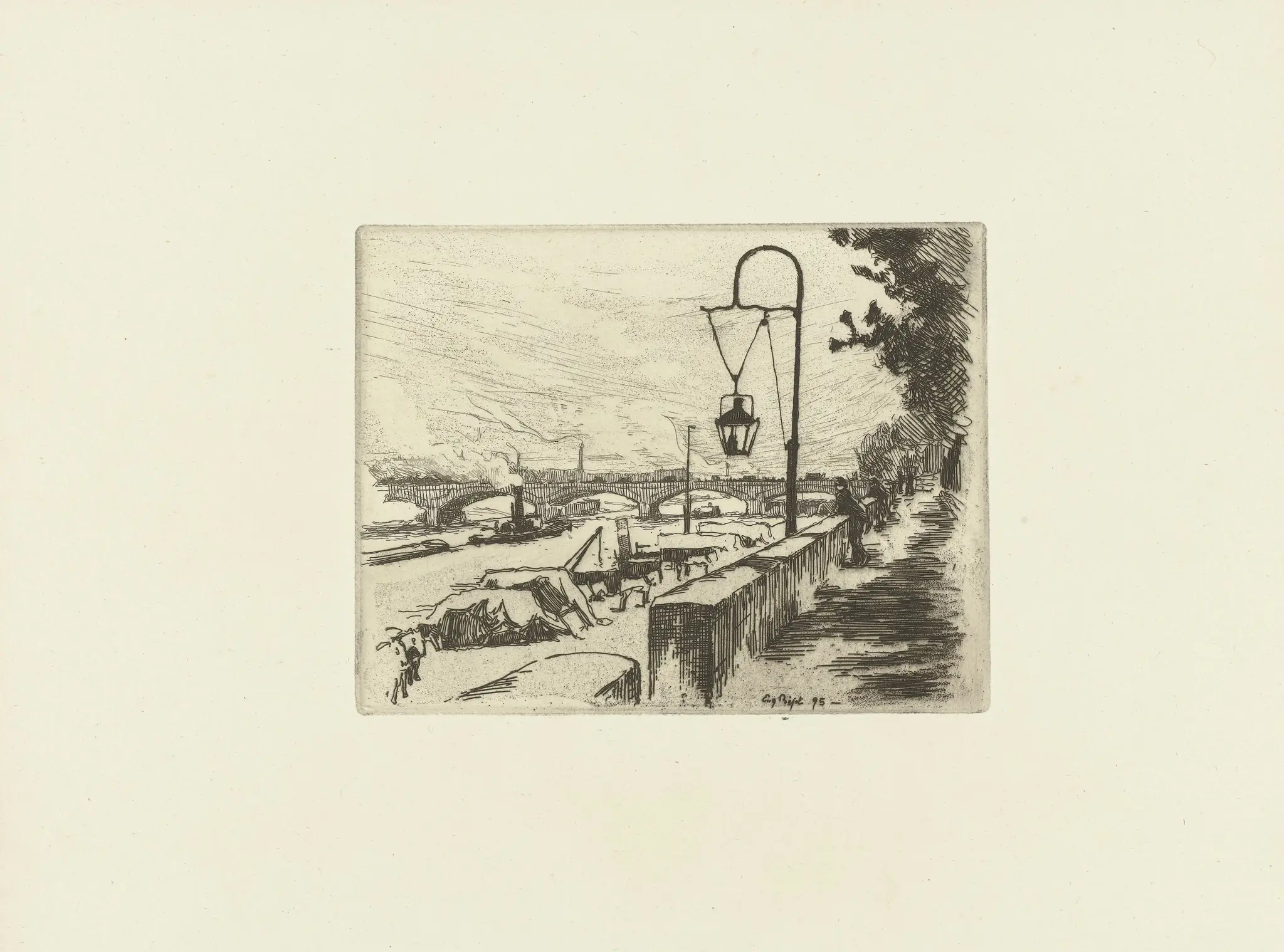 Stadsgezicht met Austerlitzbrug en Seine in Parijs by Paul Lemaire