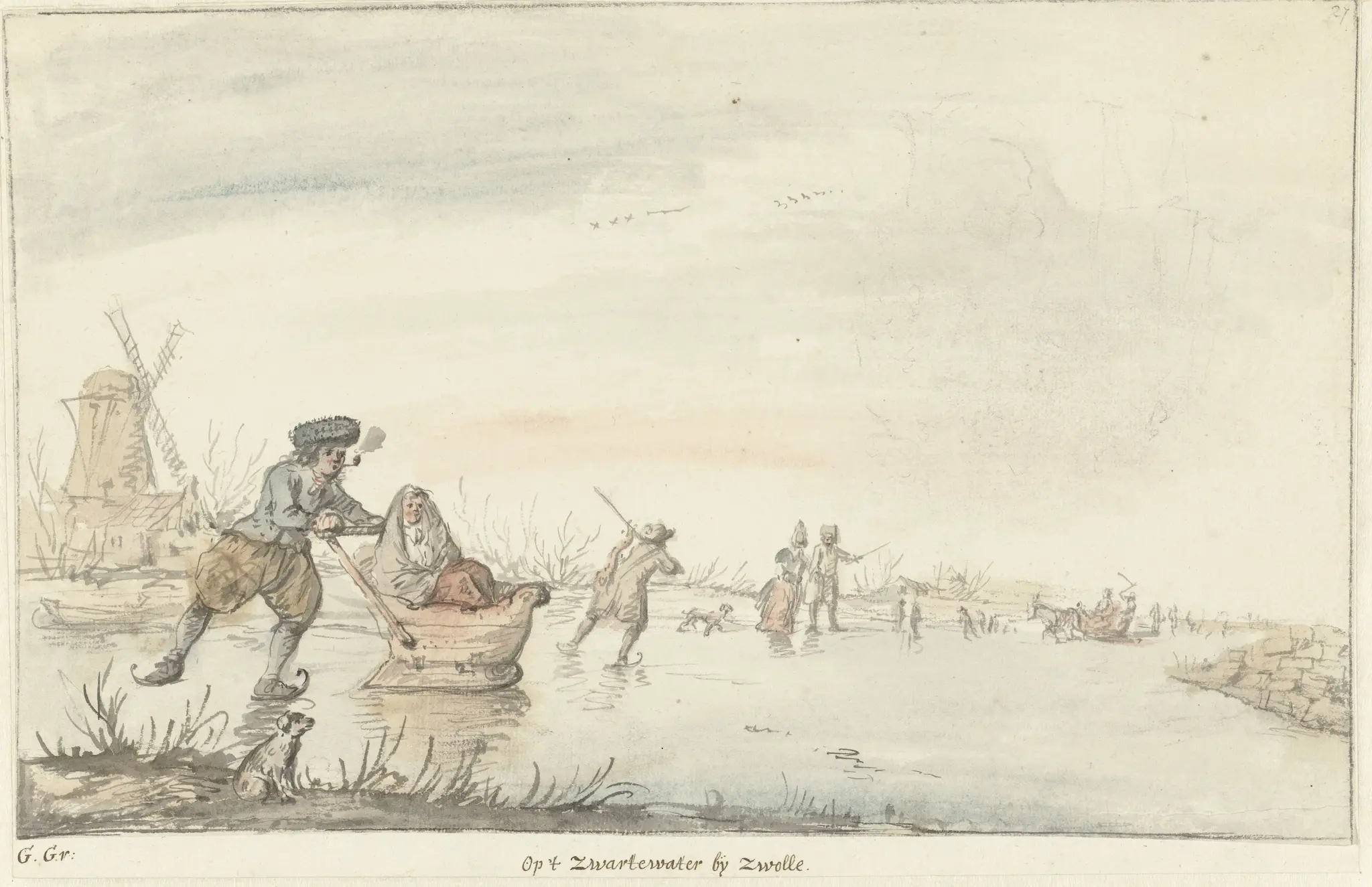 Wintergezicht op het Zwarte Water bij Zwolle by Gerrit Grasdorp