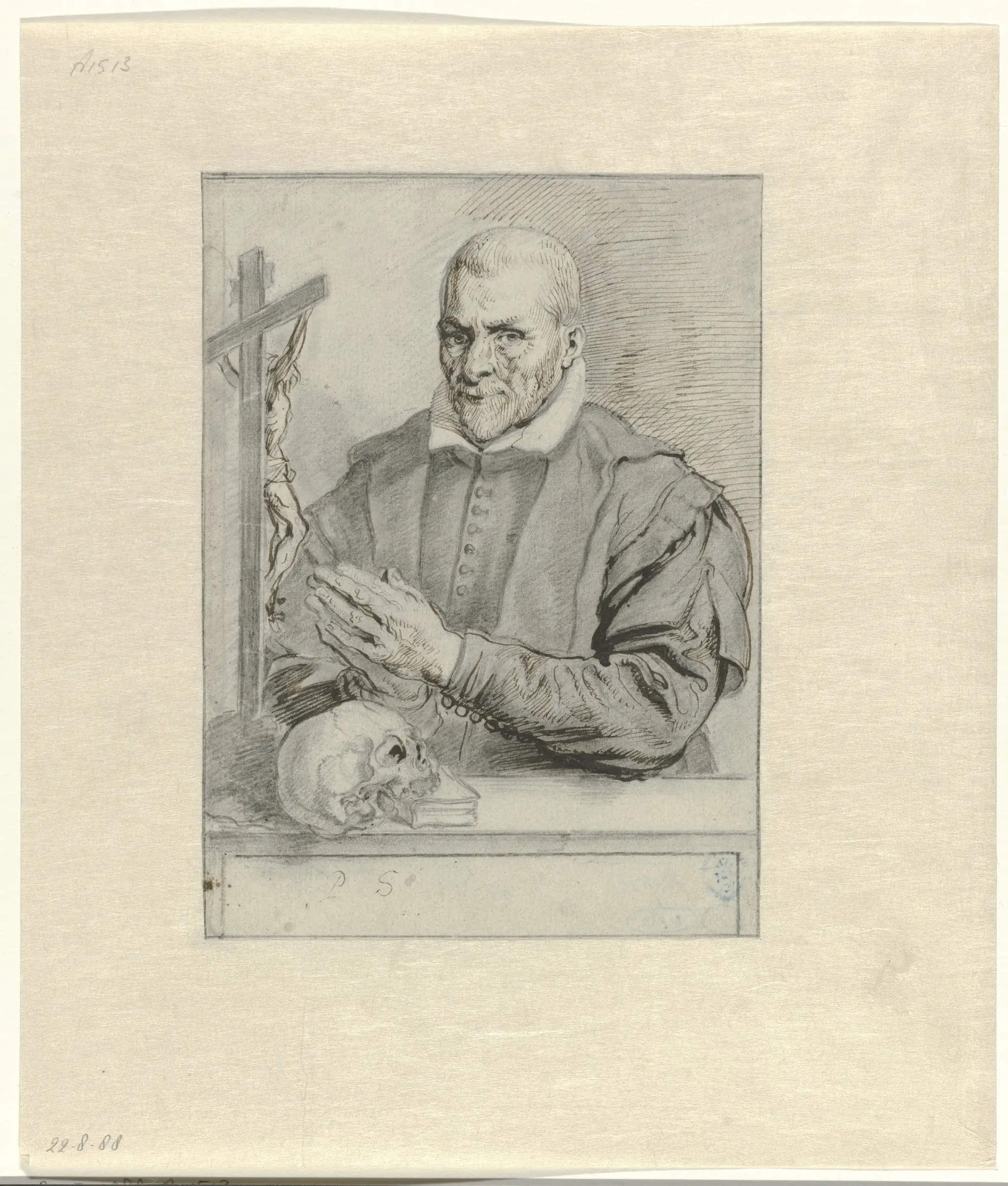Portret van Nicolaas Wigger, priester te Haarlem by Pieter Claesz. Soutman