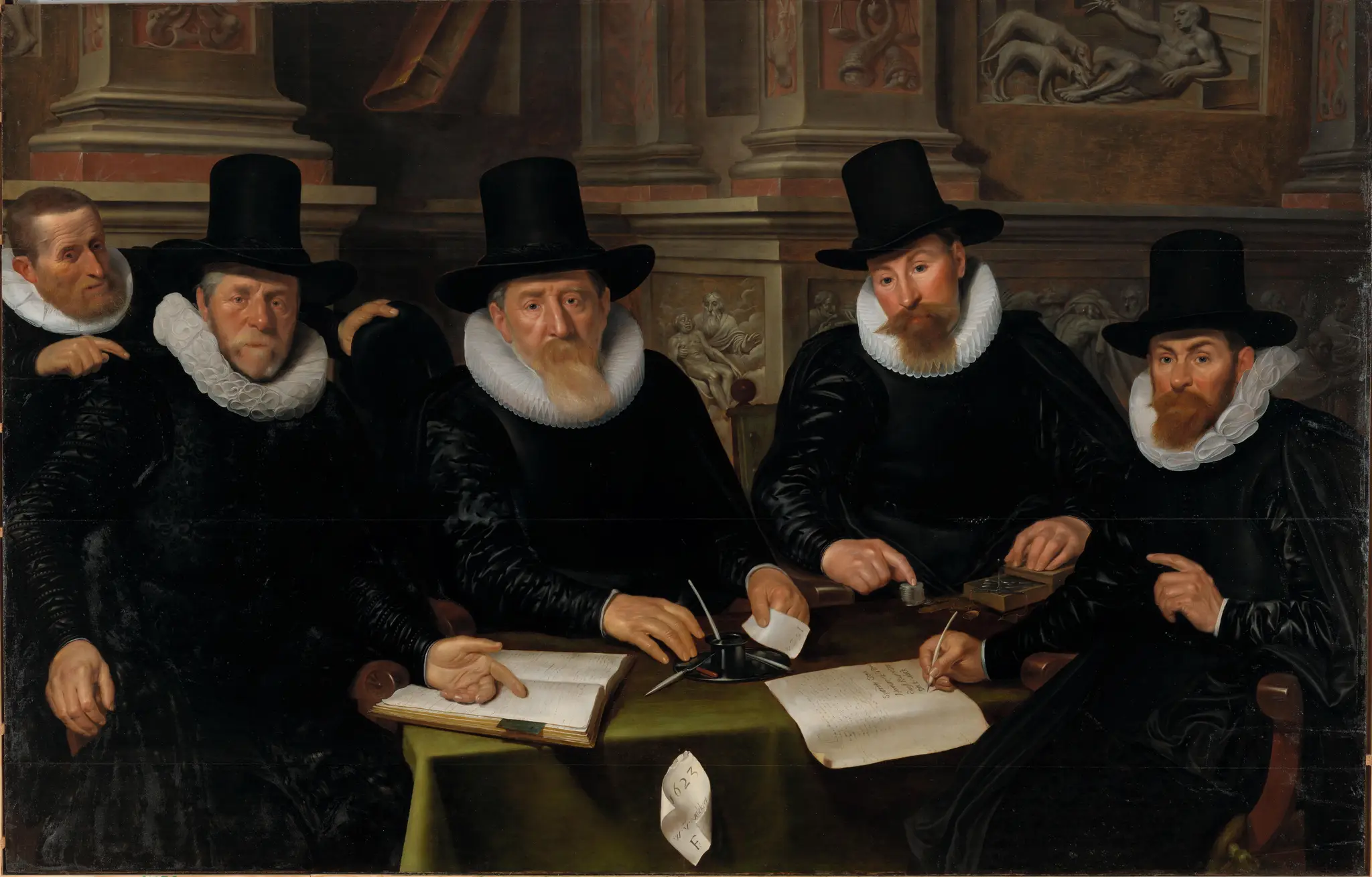 Four Regents and the Housemaster of the Leper-House, Amsterdam by Werner van den Valckert
